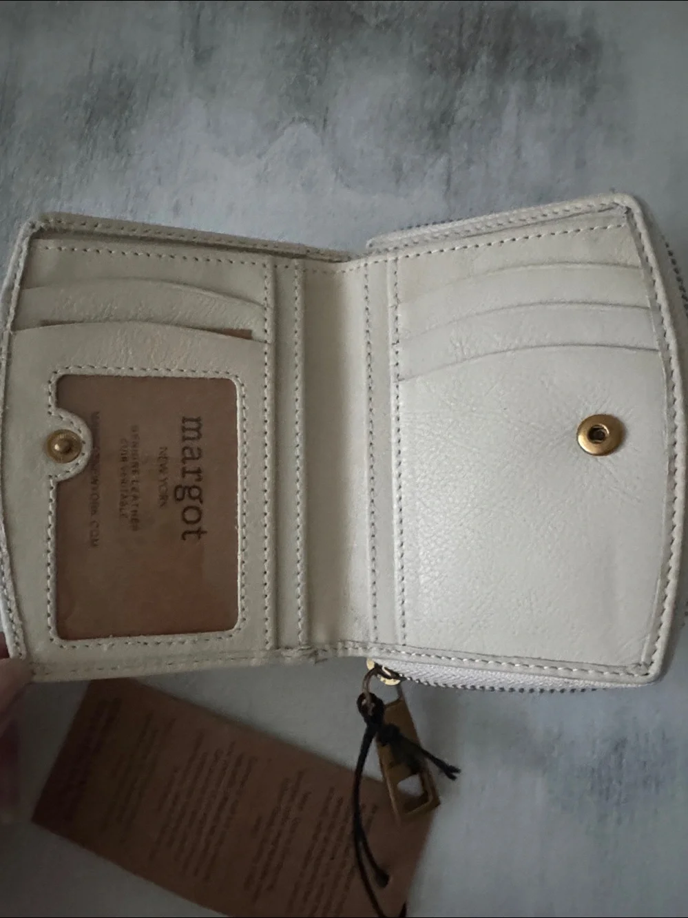 Margot Gina Compact Leather Wallet Off White Cream